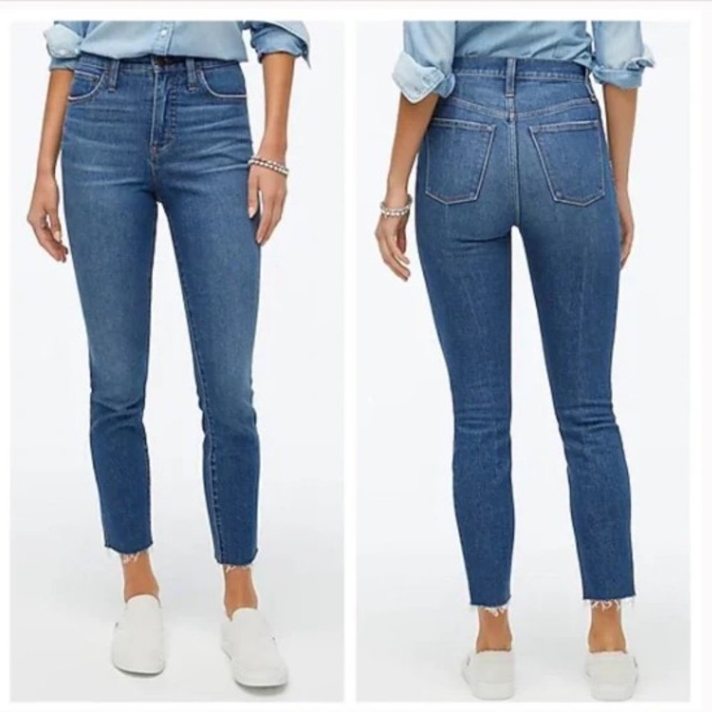 J. CREW 10” High Rise Skinny Jeans All-Day Stretch Jeans Raw Hem Size 24